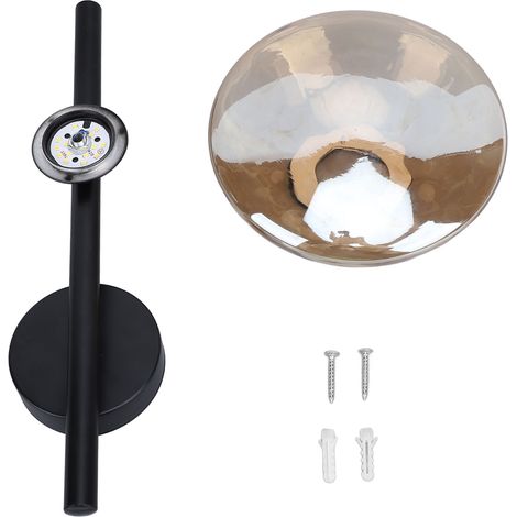 Ortviai Applique murale LED ronde en verre et métal – design vintage moderne, 20 cm, lumière chaude, 15 W (1/5)