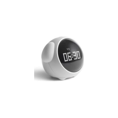 Reloj despertador infantil con aviso de puntualidad, luz nocturna, control por voz, brillo ajustable, detección de temperatura y función de repetición de alarma para niños y niñas, color blanco - Crez
