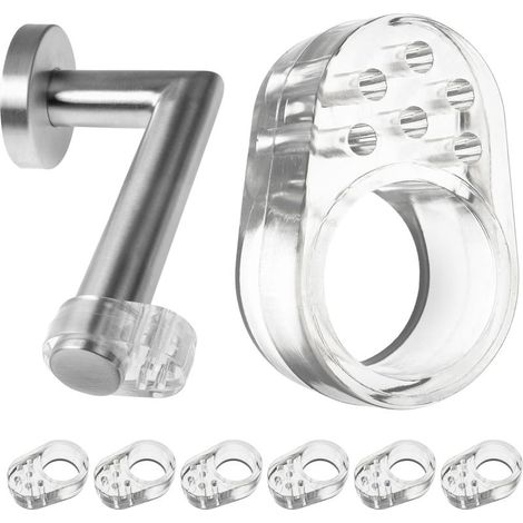 Lot de 6 Pièces,Butées de poignées de porte,  Prévient l’endommagement des murs, Transparent, Anneaux de Ø 18 mm, Fabriquées en silicone flexible, Protection Pads pour murs contre (1/5)