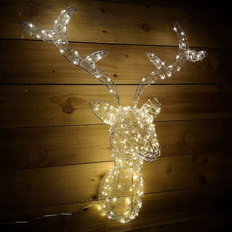 75cm LED Wall Mounted Stag Christmas Decoration in Warm White (1/5)