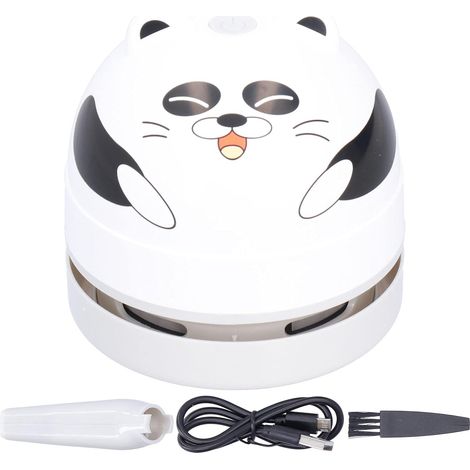 Cute Animal Design Desktop Vacuum Cleaner, Mini USB Charging Tabletop Dust Sweeper with 360° Rotating Wireless Keyboard for Home Office (Panda) (1/5)