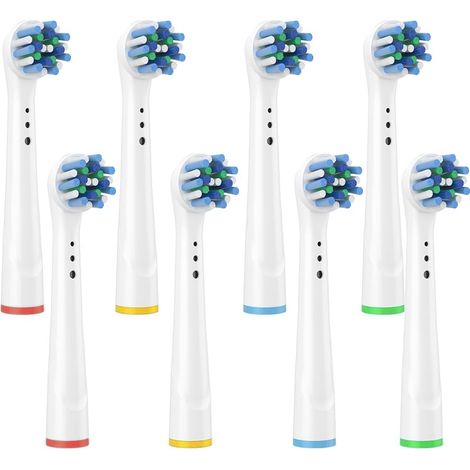 Brossette de Rechange Compatible pour Têtes Brossettes de Rechange Têtes Brosse Embout Precision Floss Cross Action Clean Générique Sensitive pour Brosse à Dents Électrique 8 Pack Blanc (1/5)