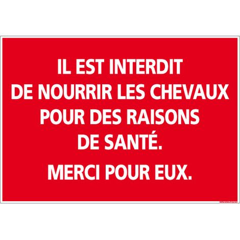 Panneau Interdiction de Nourrir les Chevaux – Signalisation Animaux – 210 × 150 mm – Aluminium (1/4)