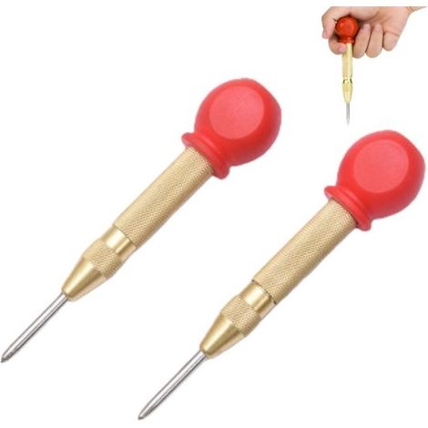 Confezione da 2 punzoni automatici dorati, punzoni a molla in ottone con cappuccio protettivo, 132x30 mm (1/5)