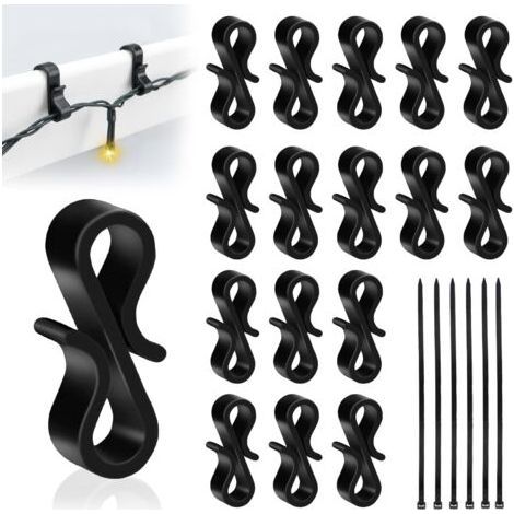 120 PCS Black Outdoor Garland Hooks, Reusable Plastic Gutter Hooks for Hanging Christmas Light Garlands, Decoration (1/5)