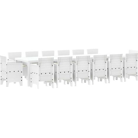 Maison Exclusive - Set da Pranzo per Giardino 15 pcs Bianco Rattan Polt