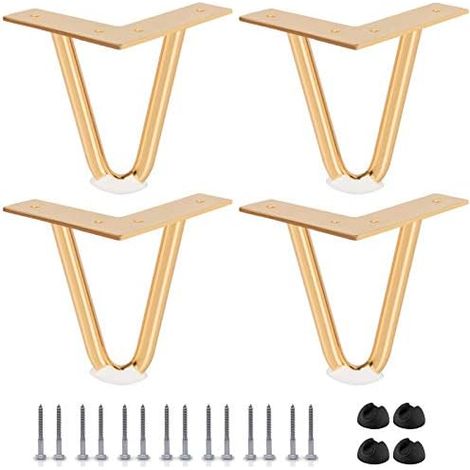 15cm Haarnadel Tischbeine, 4 Stück Moderne DIY Metall Möbelfüße Hairpin Legs mit Bodenschoner & Schrauben für Schreibtisch Schrank Nachtständer Stühle (1/5)