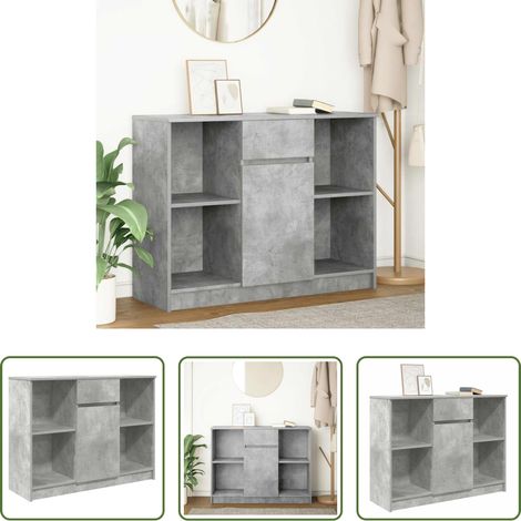 vidaXL Rangement bureau - Buffet avec tiroir gris béton 101x35x76 cm bois d'ingénierie (1/5)