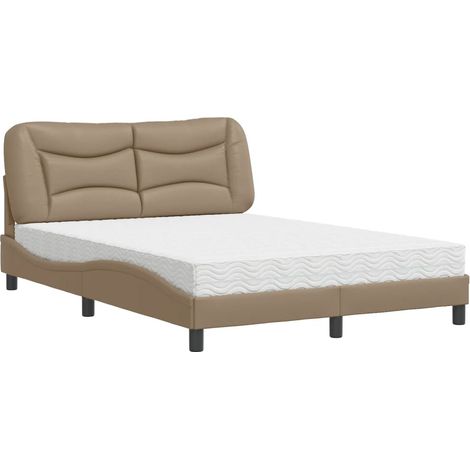Maison Exclusive - Bett mit Matratze "Hvar" Cappuccino-Braun 140x (1/5)