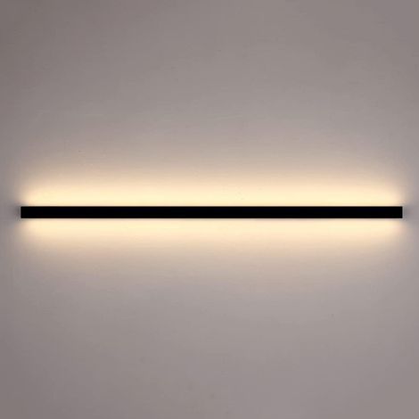 Applique murale/lampe de chevet minimaliste, longue, moderne, simple, linéaire, sans fil, rechargeable, lumière LED pour le mur de fond de la chambre principale,Noir neutre brillant 60 cm (1/5)