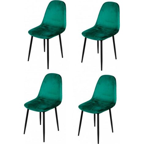 Chaise en velours vert pieds en métal noir - 44x53x88cm (1/5)