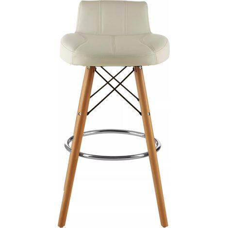 Interiors by Premier White Leather Effect Bar Stool, Comfortable Faux Leather Bar Stool, Space-Saver Leather Kitchen Stool (1/5)