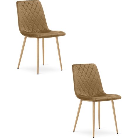 Set di 2 sedie Turin in velluto marrone e gambe effetto legno (1/5)