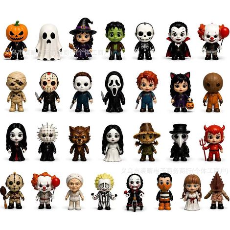 New Halloween Surprise Countdown Set - Halloween Blind Box Flat Design -