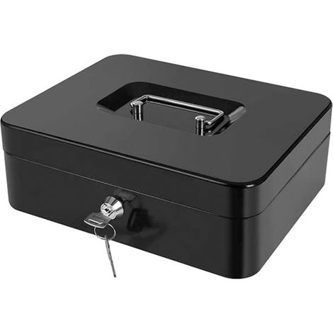 boîte de rangement pour pièces de monnaie-Portable-Coffre-fort avec serrure-Boîtier de sécurité domestique - Noir