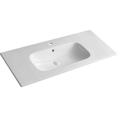 Sapho Sanovit Piedra - Lavabo de mueble 101x47 cm, con rebosadero, orificio para grifo, blanco 43101 (1/4)