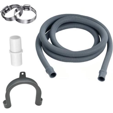 Tuyau de vidange - Universel - 3 mètres - Adaptateur inclus - Clips en acier inoxydable - Support en U (1/4)