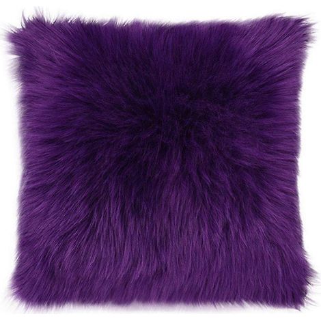 1 taie d'oreiller européenne en peluche 45x45cm, housse de coussin moelleuse, imitation laine, violette (sans garnissage). (1/4)