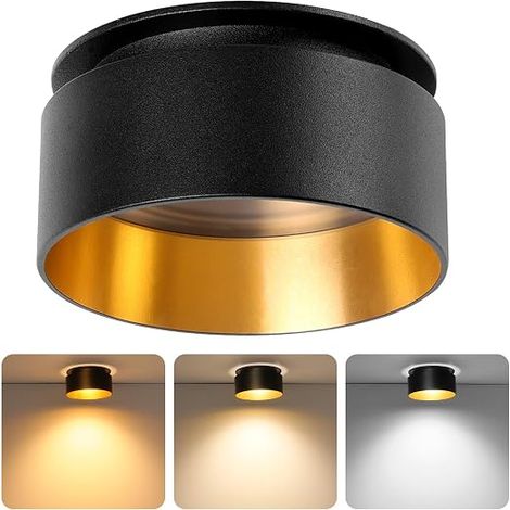 KYOTECH LED Spot de Plafond,Noir et or LED Encastrable Dimmable Module LED remmnable 3000K-6500K blanc chaud 500LM Trou 65-68mm, pour Cuisine Chambre Salon (1/5)