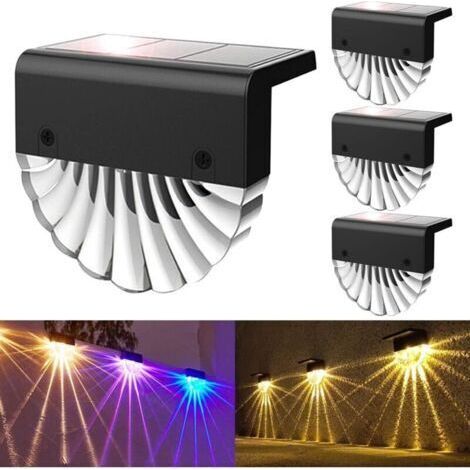 Lampe Solaire Exterieur,IP65 LED ,7 Modes D'éclairage, Blanc Chaud/Couleur, pour Jardin,Clôture,Cour,Garage (lot de 4) (1/5)