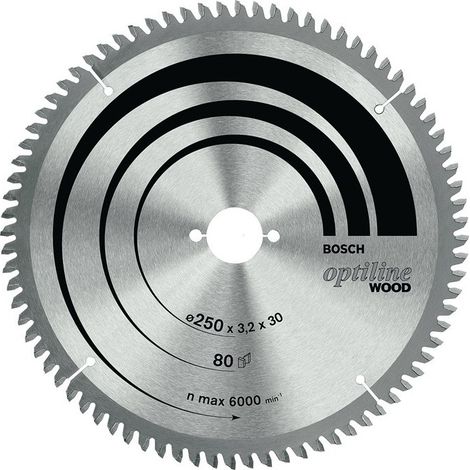 Hoja de sierra circular DE 250mm Z.80 WZ / N taladro 30mm corte-W.3.2mm HM BOSCH