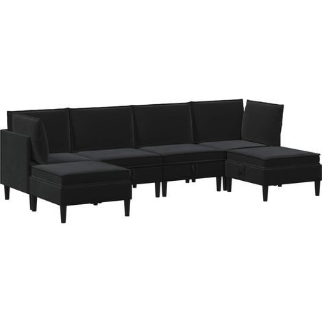 Set di mobili per il soggiorno 6 pz Nero Velluto vidaXL