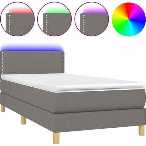 Maison Exclusive - Letto a Molle Materasso e LED Grigio Scuro 100x200cm in Tessuto (1/5)