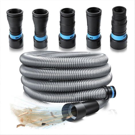 Kit de tuyau d'aspiration de poussière de 3,2 cm x 3 m pour aspirateurs domestiques avec 5 adaptateurs pour outils électriques de travail du bois (1/5)
