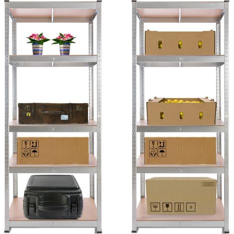 AREBOS Set 2 scaffali robusti a incastro per cantina magazzino e officina in metallo (1/5)