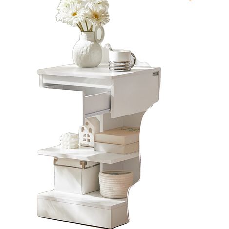 Comodino, design moderno, ampio spazio contenitivo, BIANCO (1/2)
