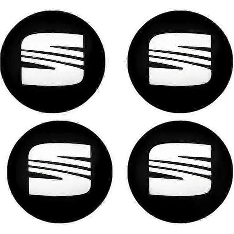 Lot de 4 enjoliveurs centraux de roue de voiture 56 mm et 60 mm, compatibles avec Seat Ibiza 6J 6L FR, Ateca, Altea XL, Leon 2 et Leon. Couleur : noir et argent. (1/4)