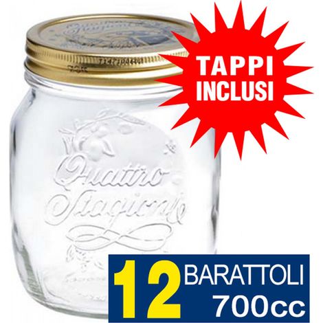 12 BARATTOLI 700CC QUATTRO STAGIONI BORMIOLI VASO PER CONSERVE CON 12 TAPPI INCLUSI (1/5)