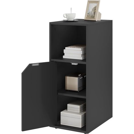 WOLTU 1x Mesita de noche con cajón 25x35x62cm Negro