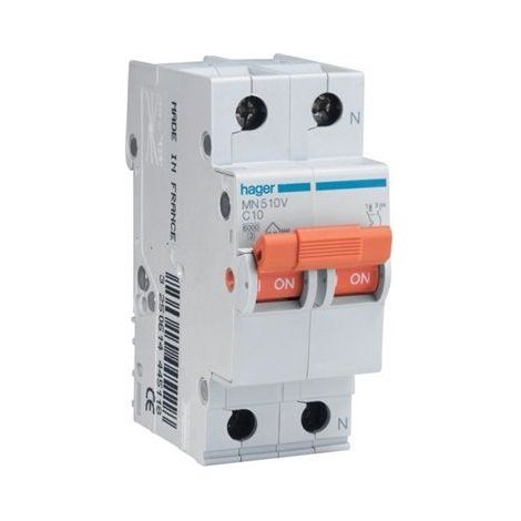 Interruptor automático magnetotérmico serie MN, 2P, 10A, curva C, 6KA