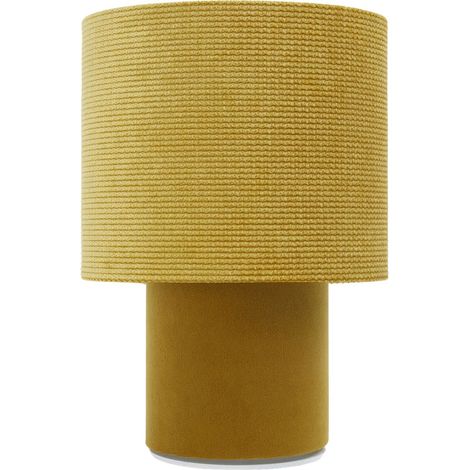 Lampe de chevet Twist - Lampe en velours structurel jaune moutarde et pied lisse jaune moutarde (1/5)