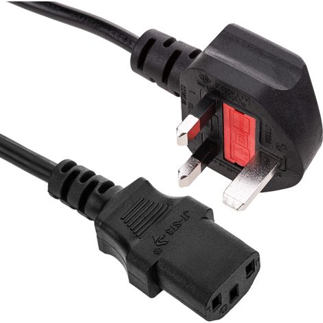 BeMatik - Cable eléctrico British Standard BS-1363-1 a IEC-60320-C13 3x1.00mm² de 1.8m negro