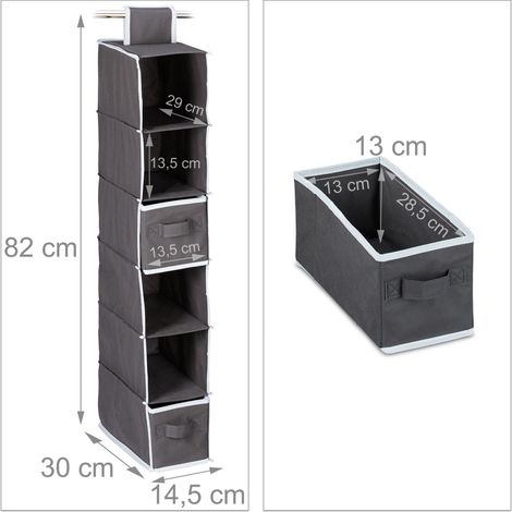 Estantería colgante almacenamiento práctico para ropa y accesorios 82 x 14,5 x 30 cm de tela gris 130005872 (1/5)