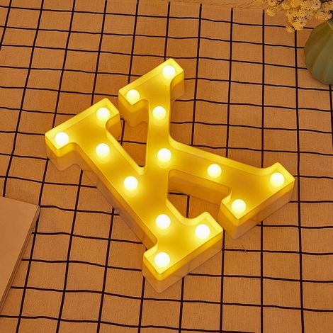 Jandei - Letras LED Letra K iluminadas luz blanca cálida altura 22cm con pilas 2xAA Letras LED