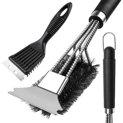 Brosses pour grilles de Barbecue en Fonte et Brosses avec grattoir (1/5)