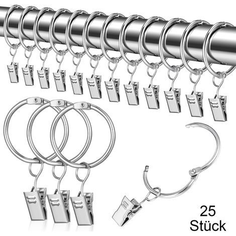 25 Stück Hakenclips – silberfarben, Innendurchmesser 30 mm, Drahtstärke 3 mm (1/5)