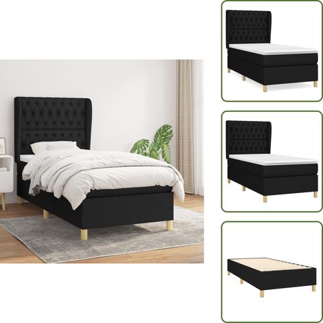 Boxspringbett mit Matratze Schwarz 100x200 cm Stoff - Boxspringbett - Doppelbett - Schlafraum - Bettenrahmen - Matratze (1/5)