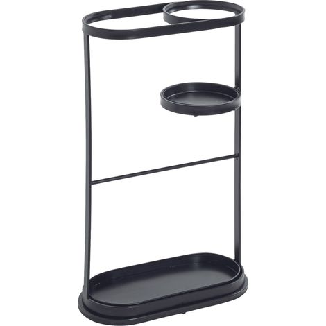 Porte-parapluies en métal coloris noir - Longueur 37 x Profondeur 18 x Hauteur 60 cm (1/5)