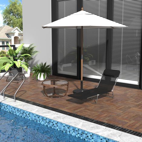 Fauteuil pliant dossier inclinable coussin chaise longue jardin plage camping - Couleur: Noir