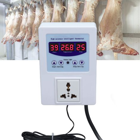 Vorverdrahteter, intelligenter digitaler Temperaturregler TMC-1000 mit LED-Anzeige und Lufttemperatursensor, europäischer Standard, weiß (1/5)