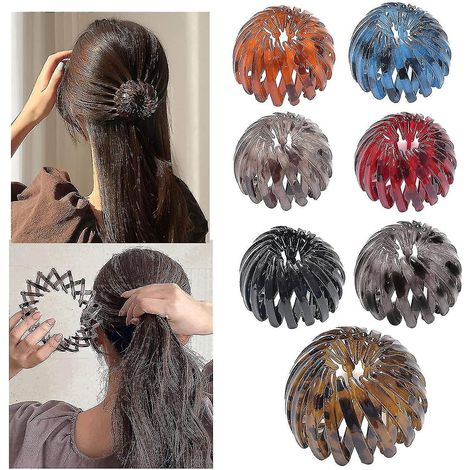 Lot de 7 pinces à cheveux en forme de nid d'oiseau, pinces à cheveux en spirale, élastiques à cheveux bouclés en forme de queue d'oiseau extensible en cristal pour femmes (1/5)