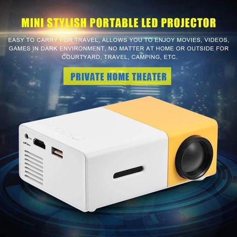 Filiyano – Projecteur LED portable YOSOO - Mini home cinéma HD élégant - HDMI, AV, USB - Blanc/Jaune (1/4)