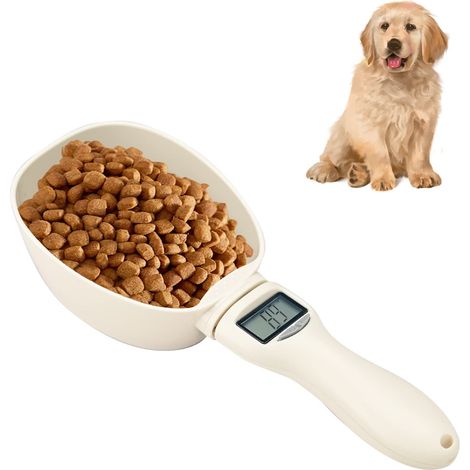Cuillère de mesure de nourriture pour animaux domestiques, numérique, précision 10g, max 800g, cuisine, chat, chien, oiseau, moderne, blanc et orchidée, 23cm (1/5)