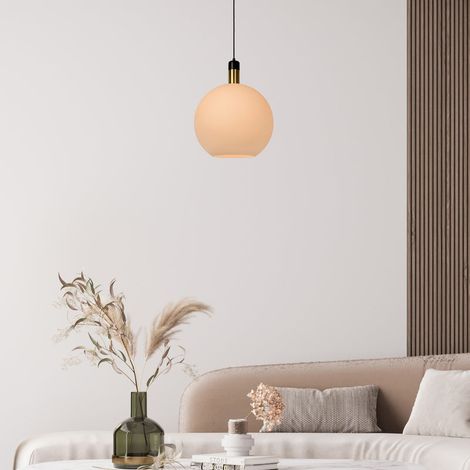 [NEUWERTIG] B-Ware Lucide Hängelampe Pendelleuchte Julius Ø40cm Opal Gold Schwarz Metall Textil (1/2)