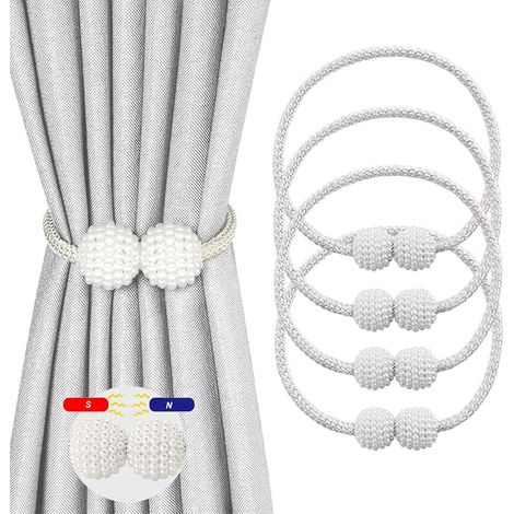 4 PIÈCES Embrases pour Voilages, Embrase Rideaux Aimanté, Attache Rideau Aimantée, Mbrasses Magnétiques pour Rideaux pour décoration de Salon, Bureau et Chambre à Coucher (Gris)