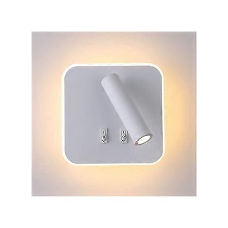 Applique LED, applique de lecture de chevet, liseuses murales LED 12W, spot orientable 3W + 9W 3000K lumire chaude blanche(carr) (1/4)